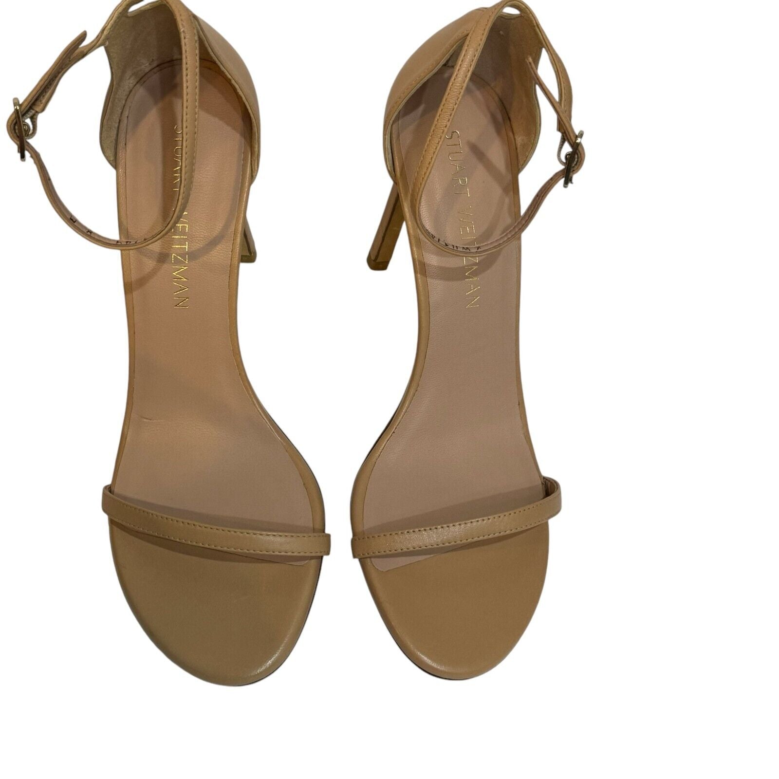 Stuart Weitzman Adobe Beige Nudistrong Strap Sandal Heels Size 8 $475