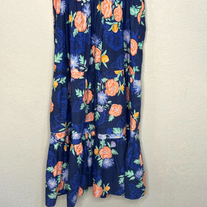 Anthropologie Somerset Cotton Maxi Dress Blue Floral Size Small $168