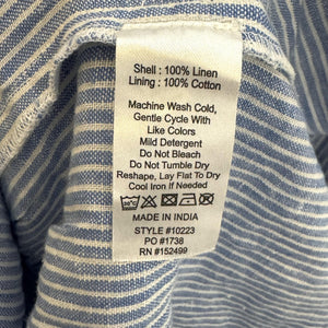 Amour Vert Dress Womens Medium Blue Stripe Elio Linen Tiered Midi Strappy Lined