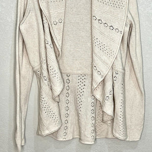 Anthropologie Knitted And Knotted Beige Open Shawl Neck Cardigan Size Medium