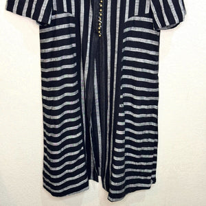 Soft Surroundings Black Gray Stripe Moroccan Topper Duster Kaftan Size Medium