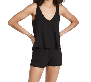 Monrow NEW Black Super Soft Tank Romper Size Small $138