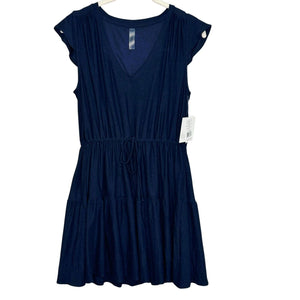 Beyond Yoga NEW Blue Feather Weight Out And About Ruffle Dress Size Small $122