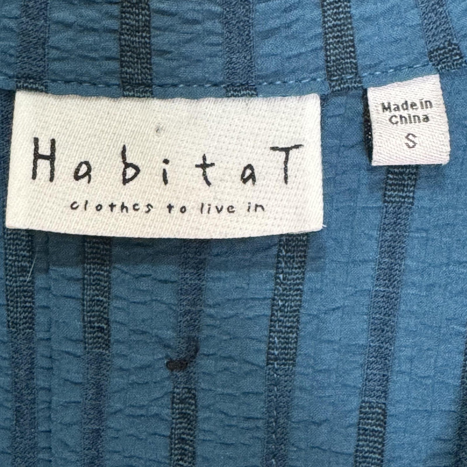Habitat Shirt Womens Small Blue Striped Button Front Tunic High Low Artsy