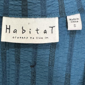 Habitat Shirt Womens Small Blue Striped Button Front Tunic High Low Artsy