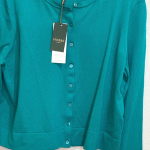 Hobbs London NEW Michelle Cotton Cardigan in Ocean Green Size XL $125