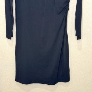 Sundance Dress Medium Charcoal Black Long Sleeve Draped Waist Midi Modal Cotton