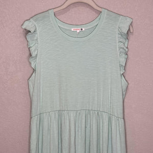 Sundry Dress Womens Size 3 Large Mint Green Ruffle Maxi Sleeveless Made USA