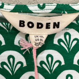 Boden Florrie Floral Jersey Dress Size US 8 L Green Tambourine Foliage Geo NEW