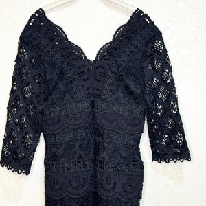 Sea New York NEW Black Laurel Lace Midi Dress $480 Size 6