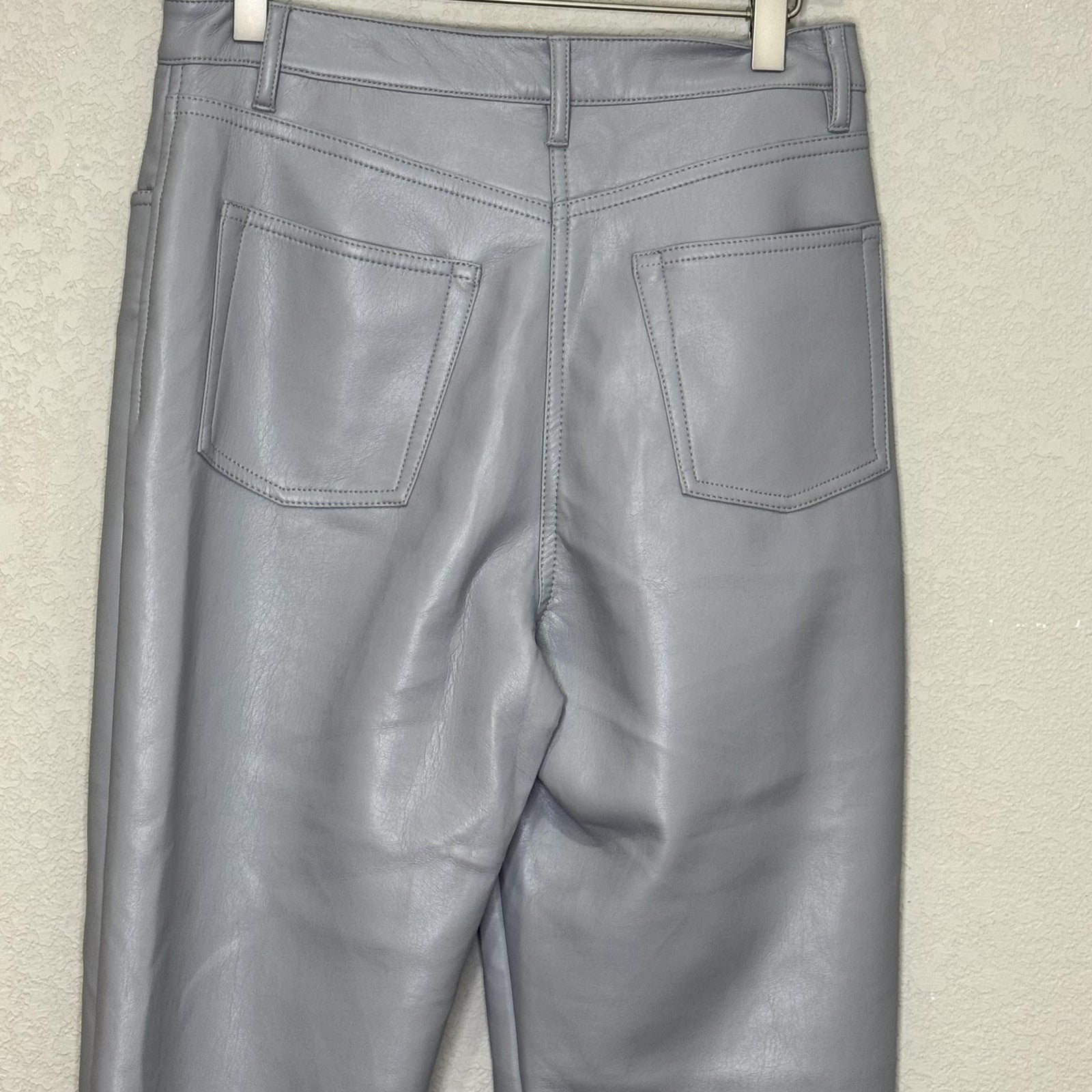 Wilfred Pants 4 Faux Leather High Rise Straight Leg Vegan Leather Marble Grey