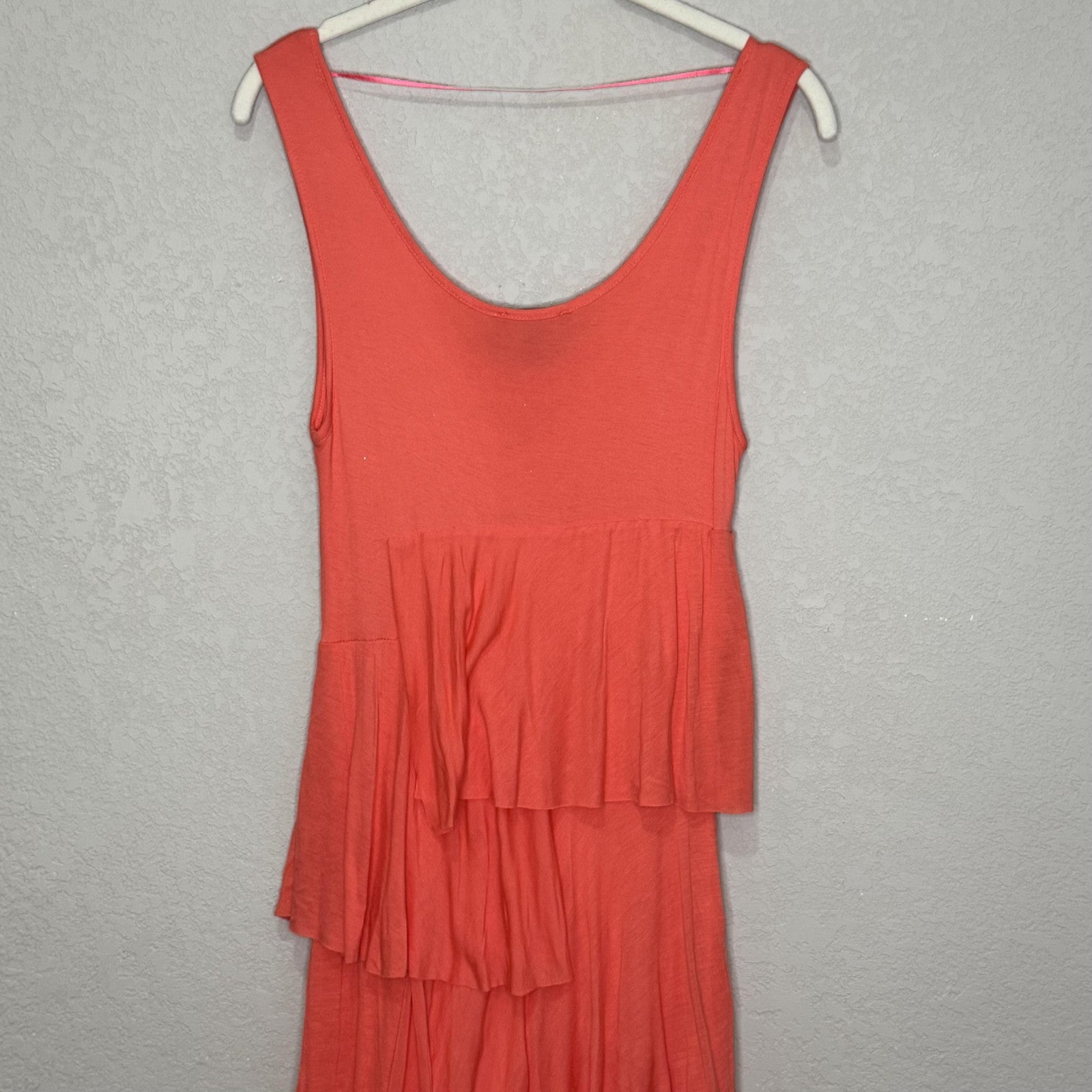Neiman Marcus Dress Womens Large Tiered Ruffle Maxi Sleeveless Tank