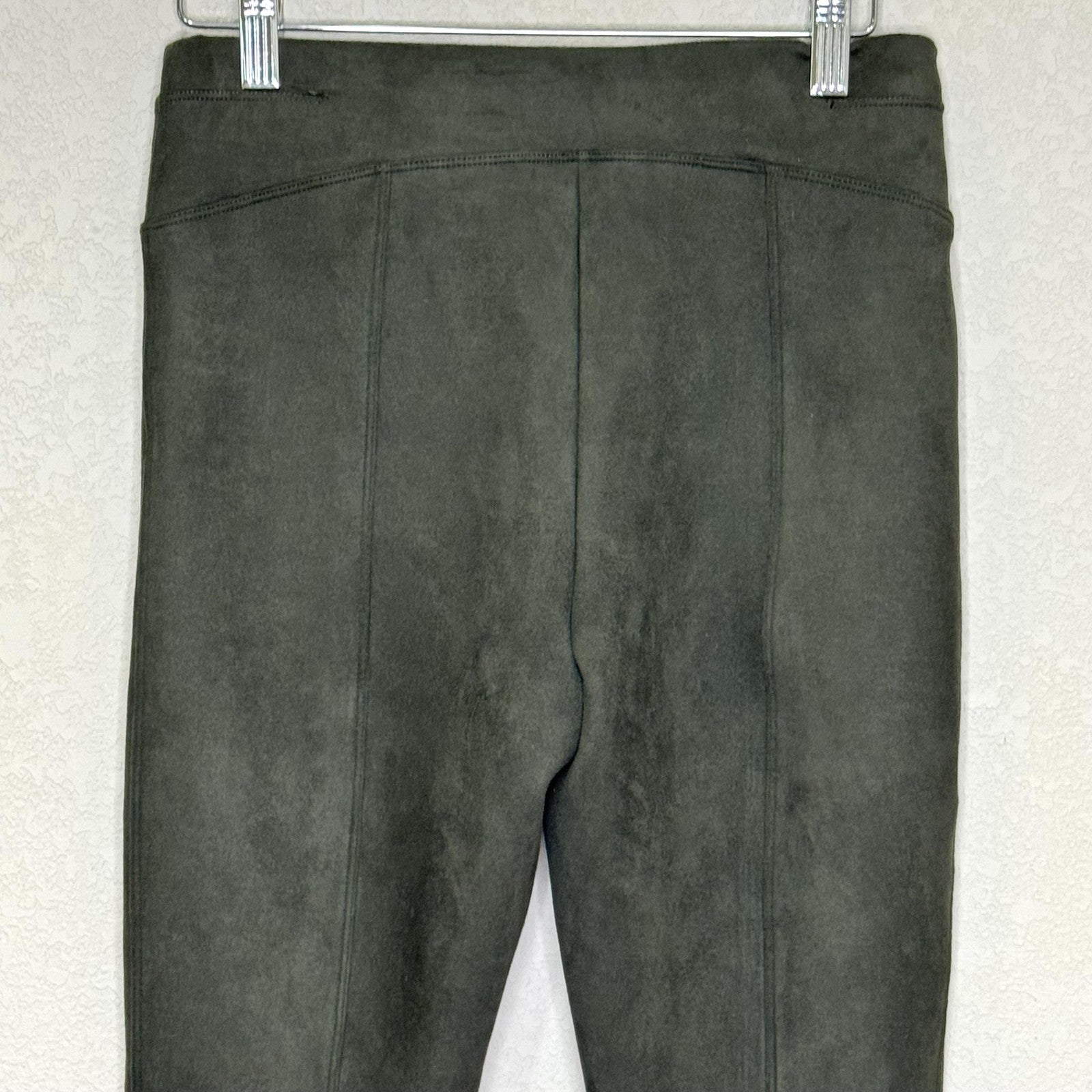 Spanx Pants Womens Small Green Faux Suede Pull On Stretch Slim Leg High Rise