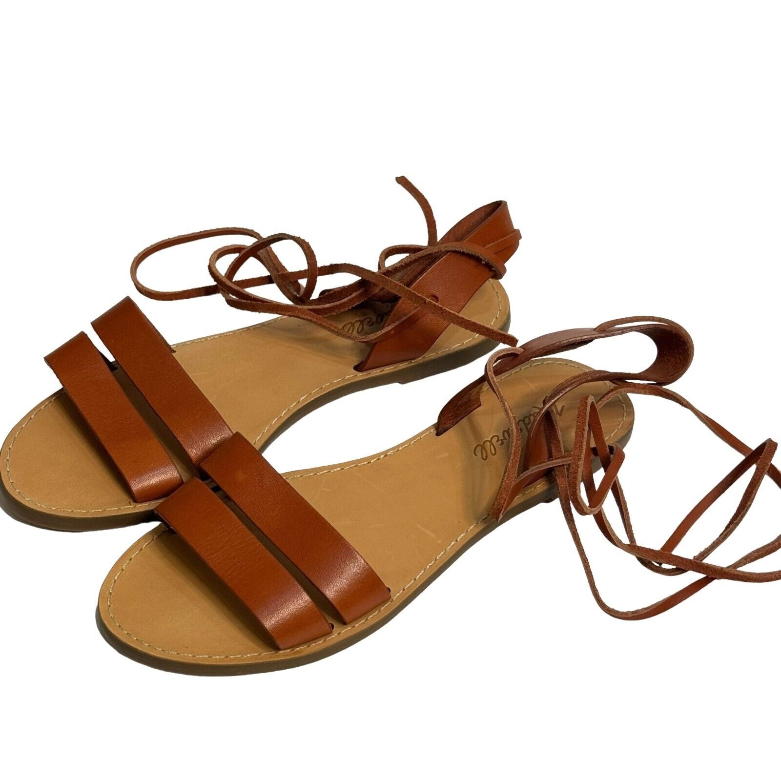 Madewell The Boardwalk Ankle-Tie Leather Sandals Size 7
