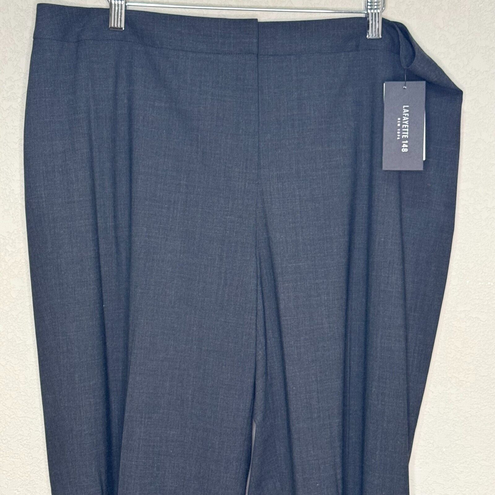 Lafayette 148 New York Wool Blend Tapered Dress Pants Size 16 Smoke Gray NEW