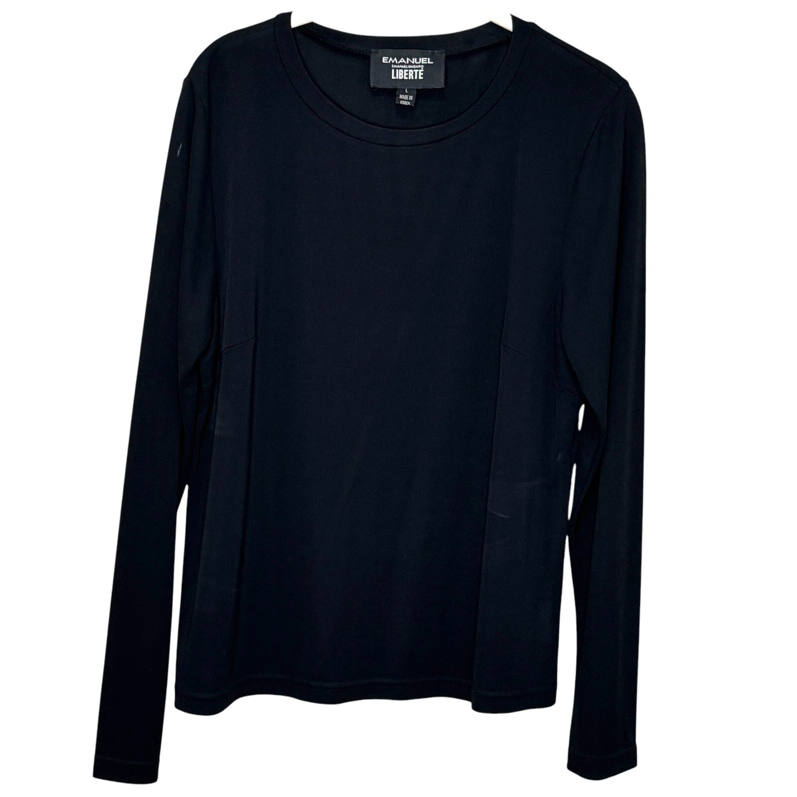 Emanual Ungaro Liberte Black Top Size Large Long Sleeve Minimalist Slow Fashion