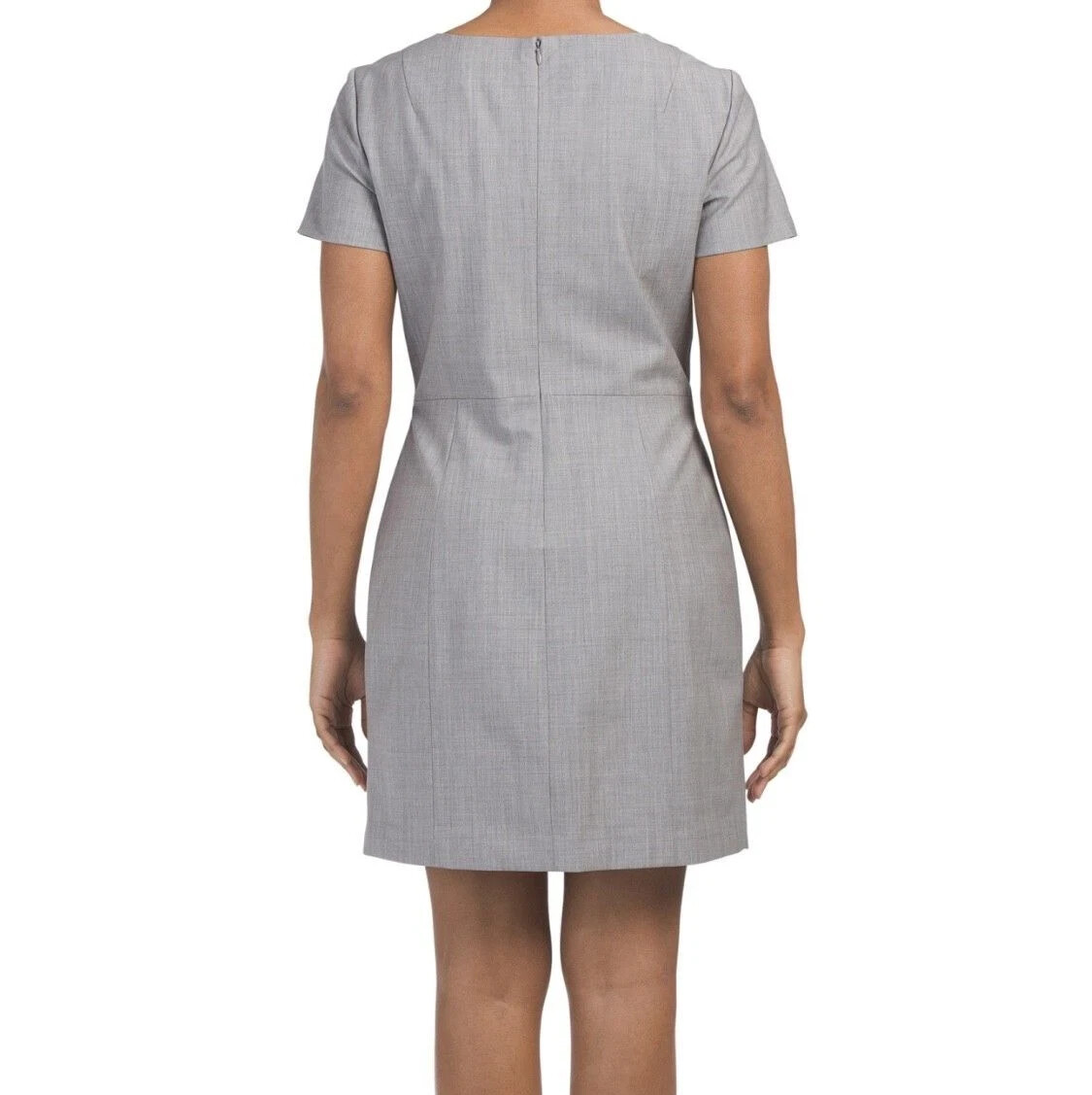 Theory Cassii Dress Size 6 Gray Melange Suiting Short Sleeve Wool Blend Career