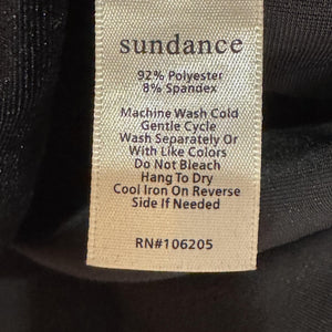 Sundance Wrap Top Womens Small Black Velour Surplice Long Sleeve V Neck Ruched