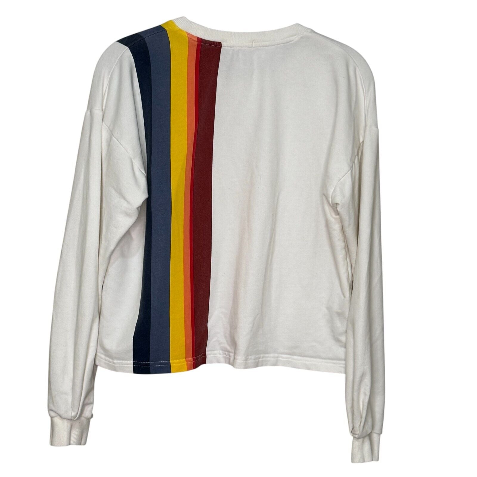 Marine Layer Sweatshirt Top Size Medium Crop Rainbow Multi Stripe Tate