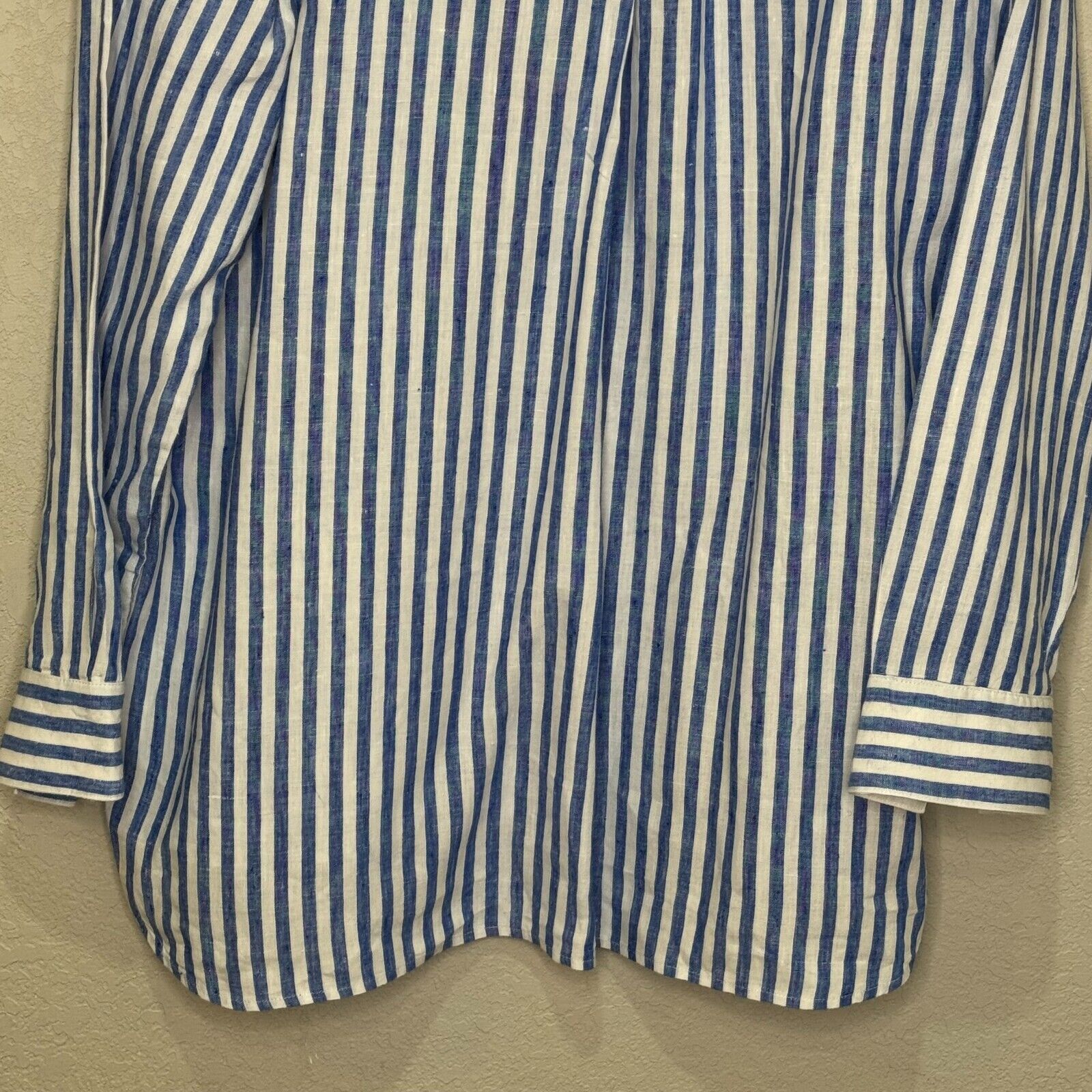 Tommy Bahama Coastalina Cabana Stripe Linen Tunic Size Small Sea Blue