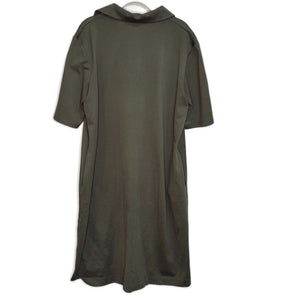 MaxMara Leisure Olive Green Enfasi Cotton Jersey Pique Polo Dress Size XL