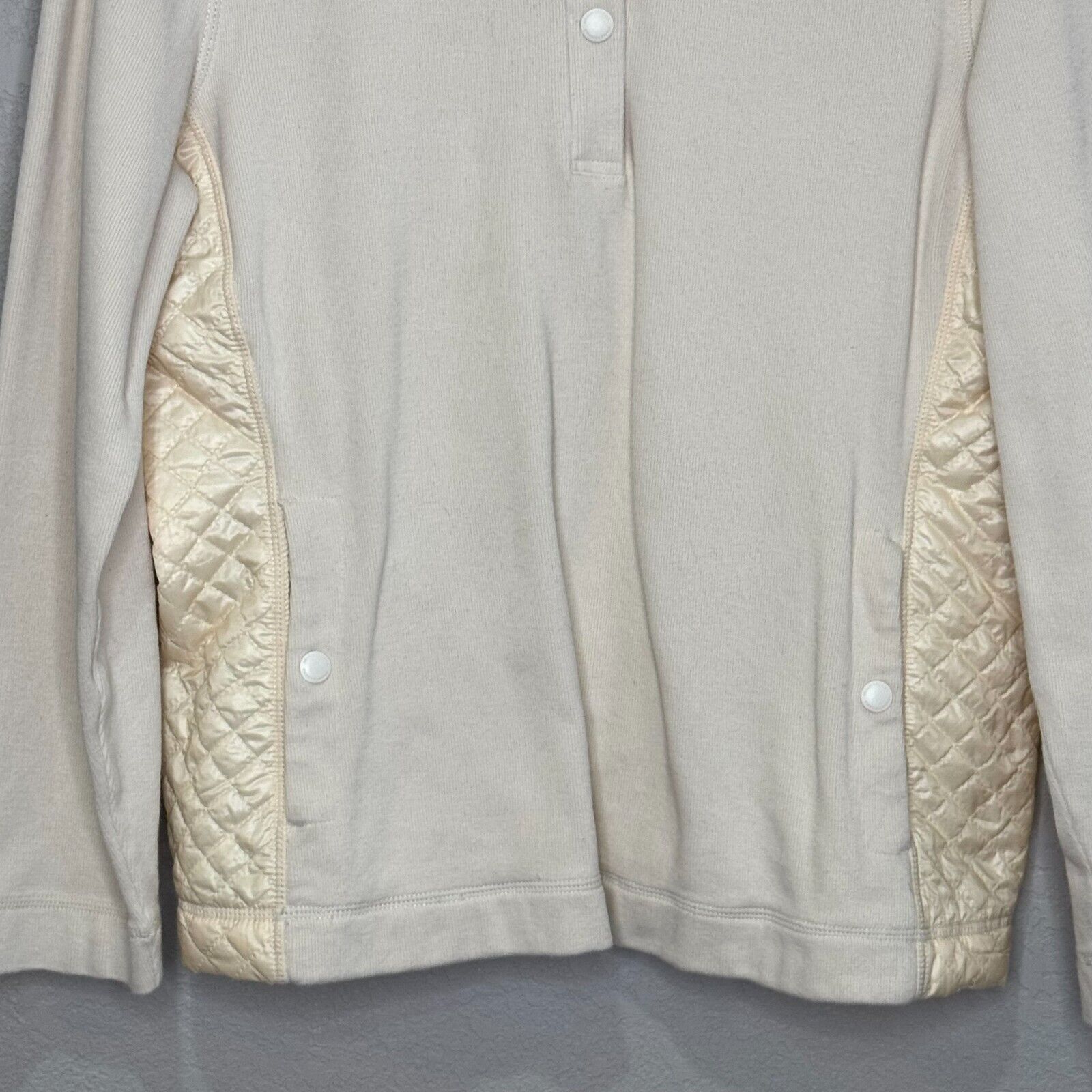 Tommy Bahama Sweatshirt Pullover Size Large Ivory Aruba Quilted Half Snap Knit