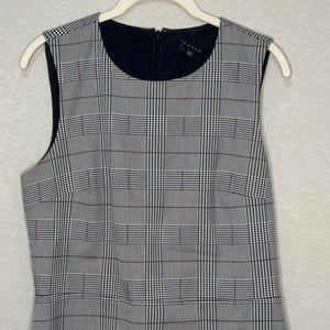 Theory Raneid Brant Check Plaid Dress Size 10 Sleeveless Jumper Gray Career