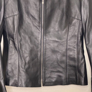 Caroline Moore New Zealand Lambskin Leather Jacket Size 10 Black Lined