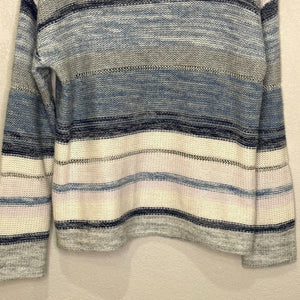 Rails Sweater Size XS Daphne Stripe Wool & Cashmere Blue Grey Ivory Metallic