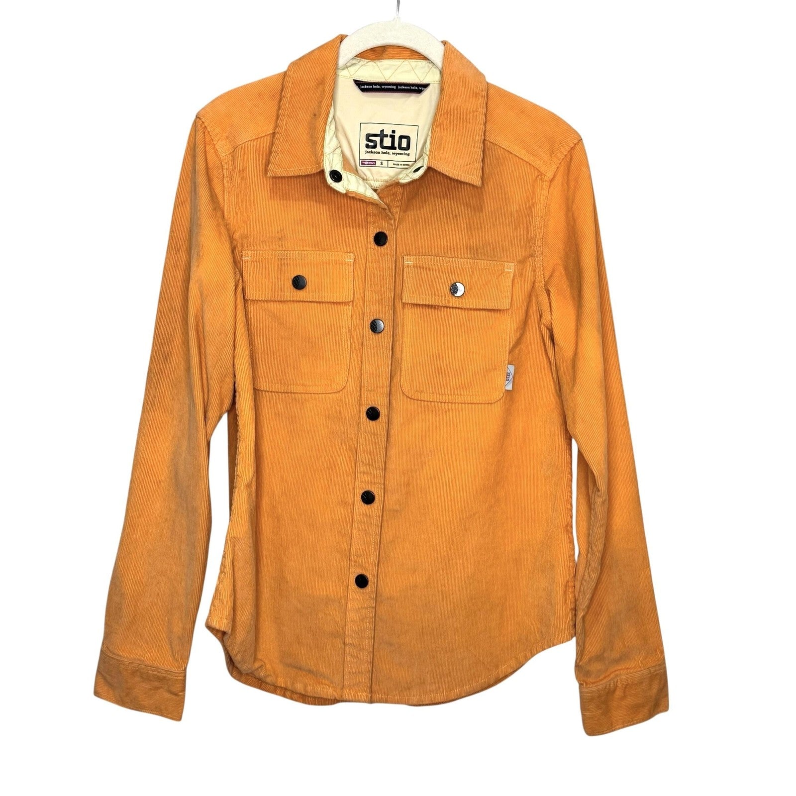 Stio Shirt Jacket Womens Small Orange Corduroy Organic Cotton Outdoor Western