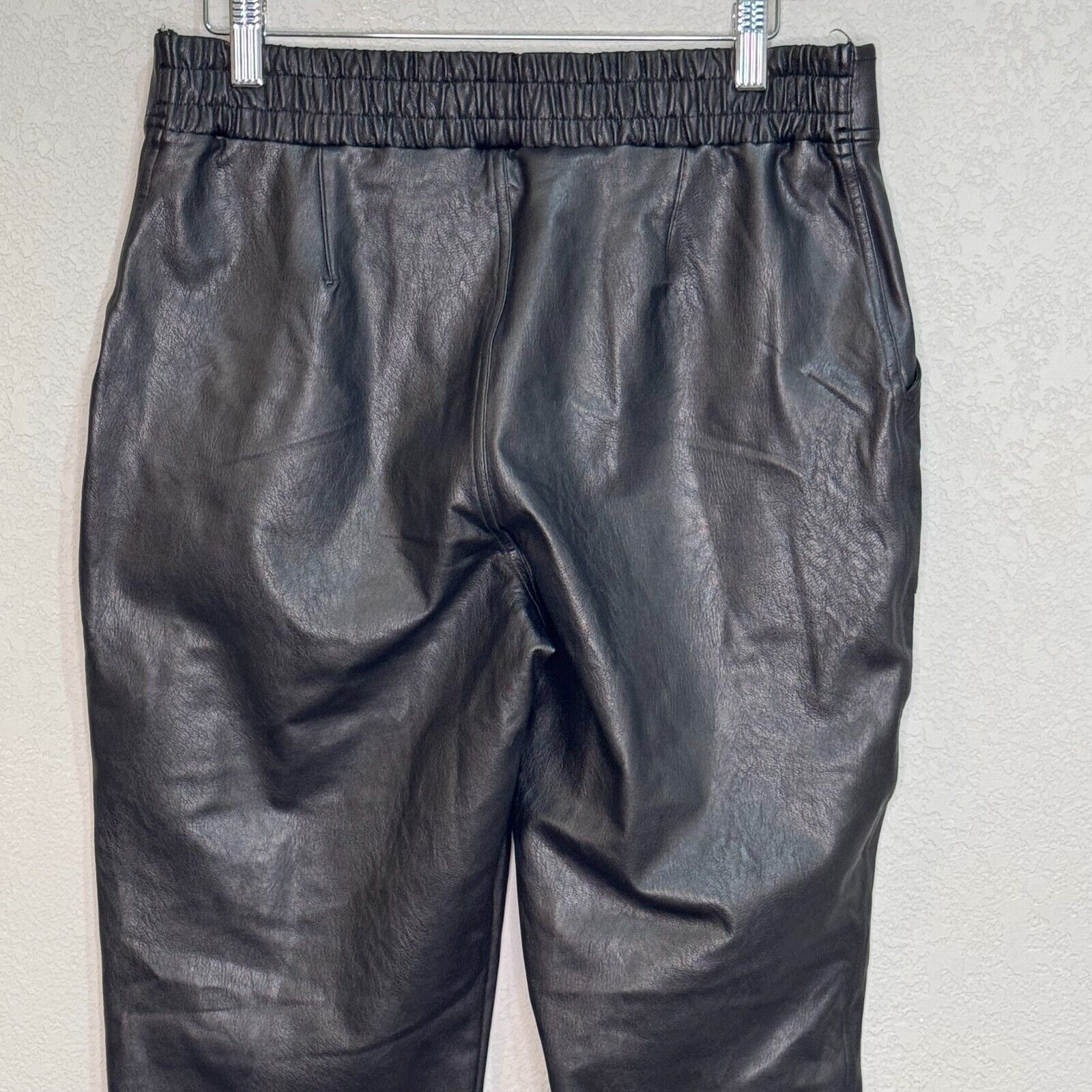 SPANX NEW Black Faux Leather-Like Joggers Pants Size Large $148