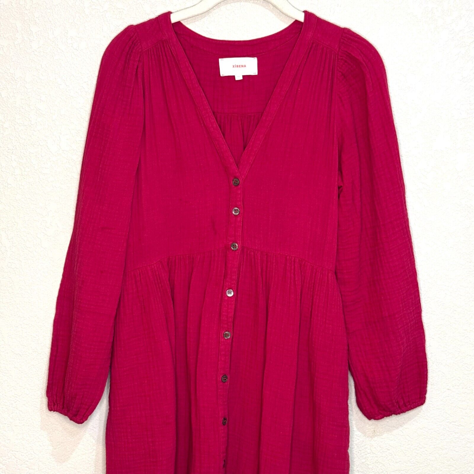 Xirena Cranberry Pink 100% Cotton Gia Midi Dress Size XS $297