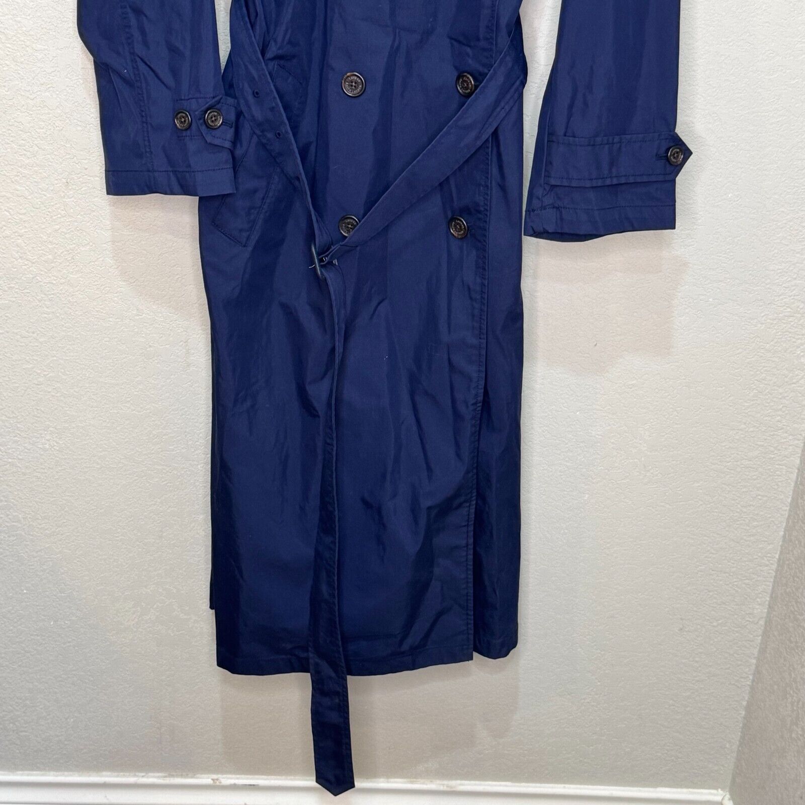 Lauren Ralph Lauren Navy Trench Coat Jacket Size 10 NEW Cotton Blend Twill Str