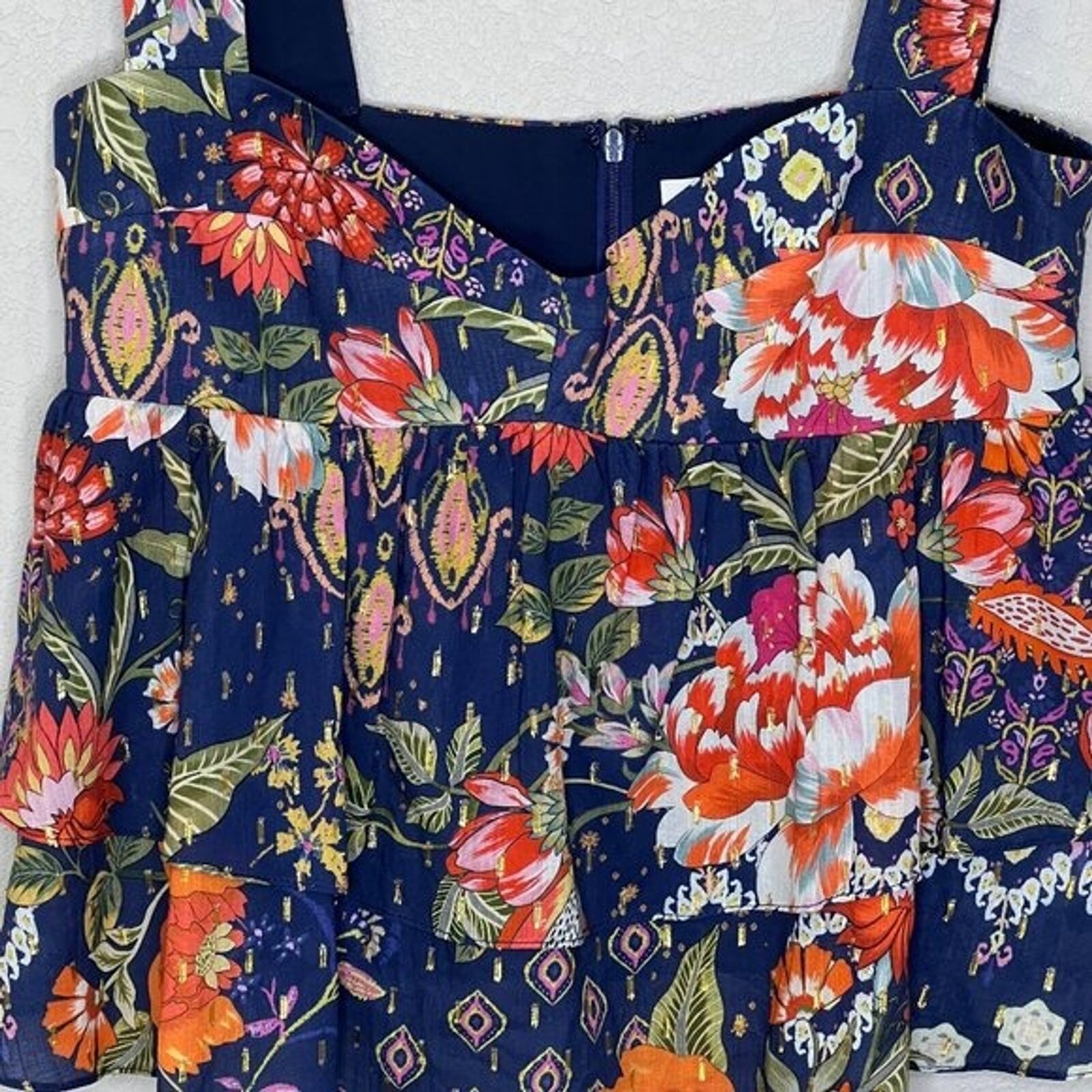 Amanda Uprichard Cami Top Size XS Everleigh Blue Floral Sleeveless