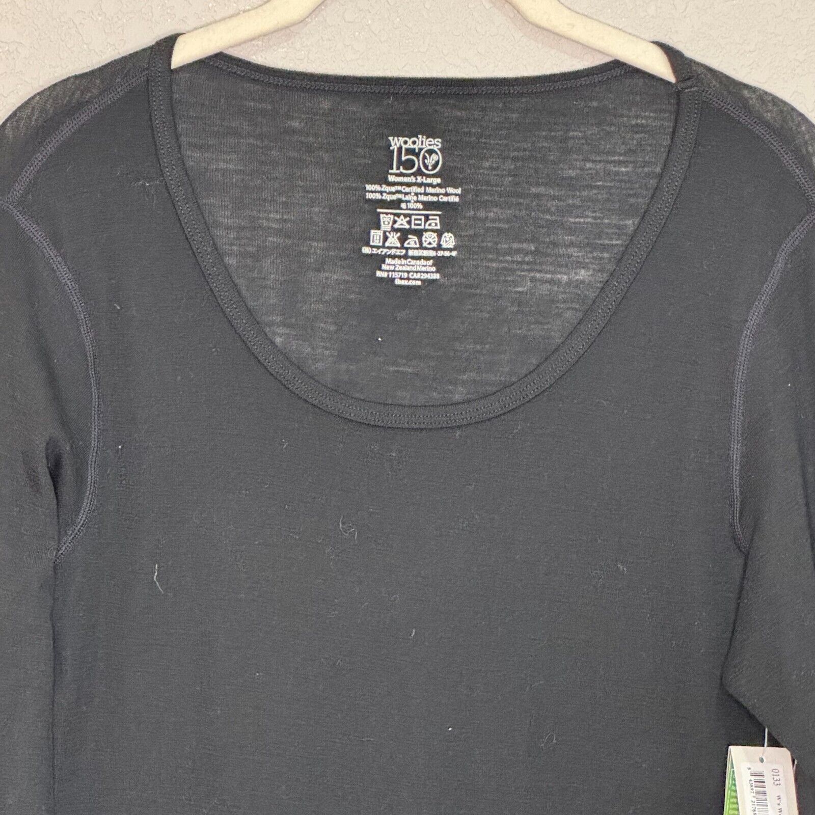 ibex NEW Womens Woolies 150 Black Long Sleeve Base Layer Pullover Tee Size XL