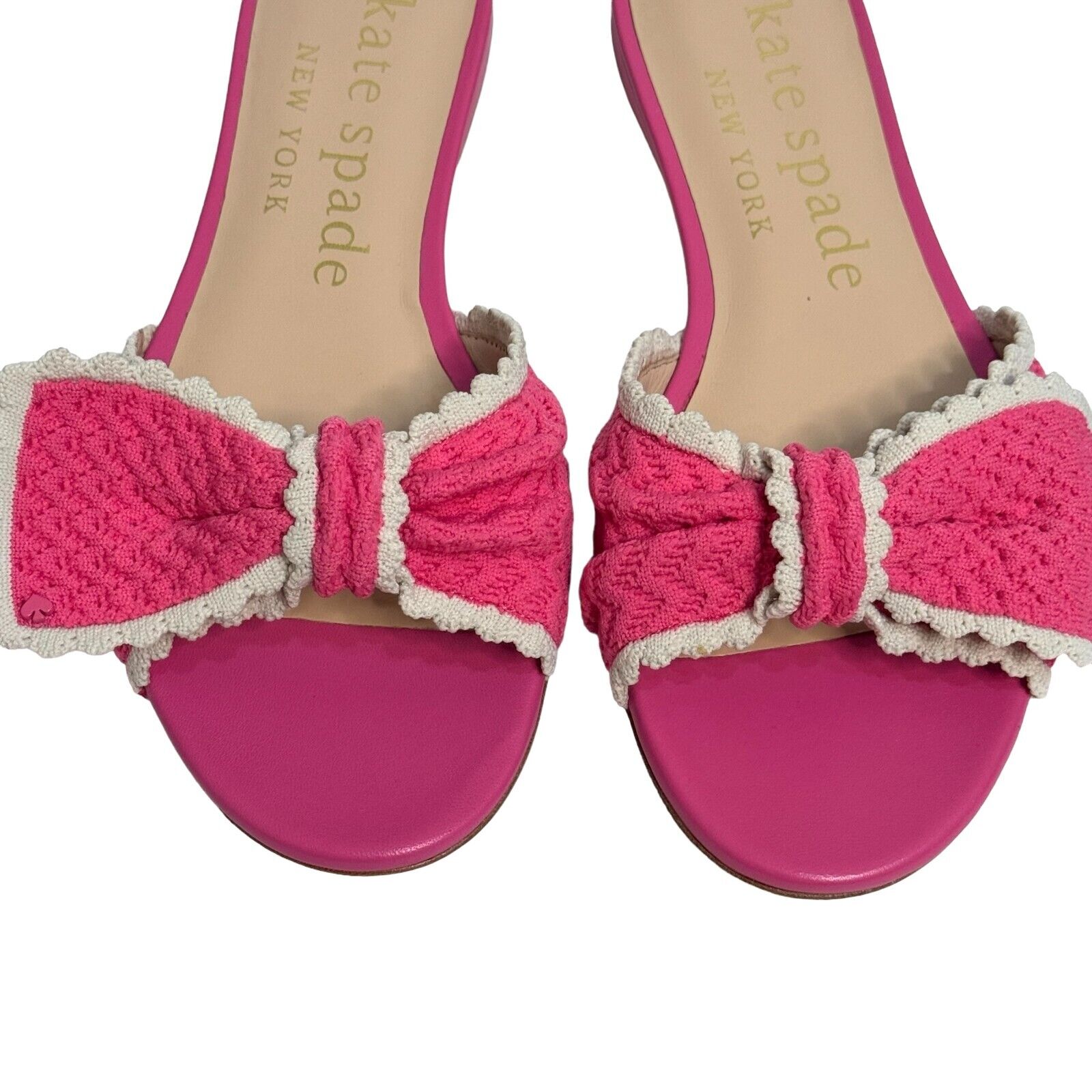 Kate Spade Pink Tango Crochet Slides Sandals Size 7.5