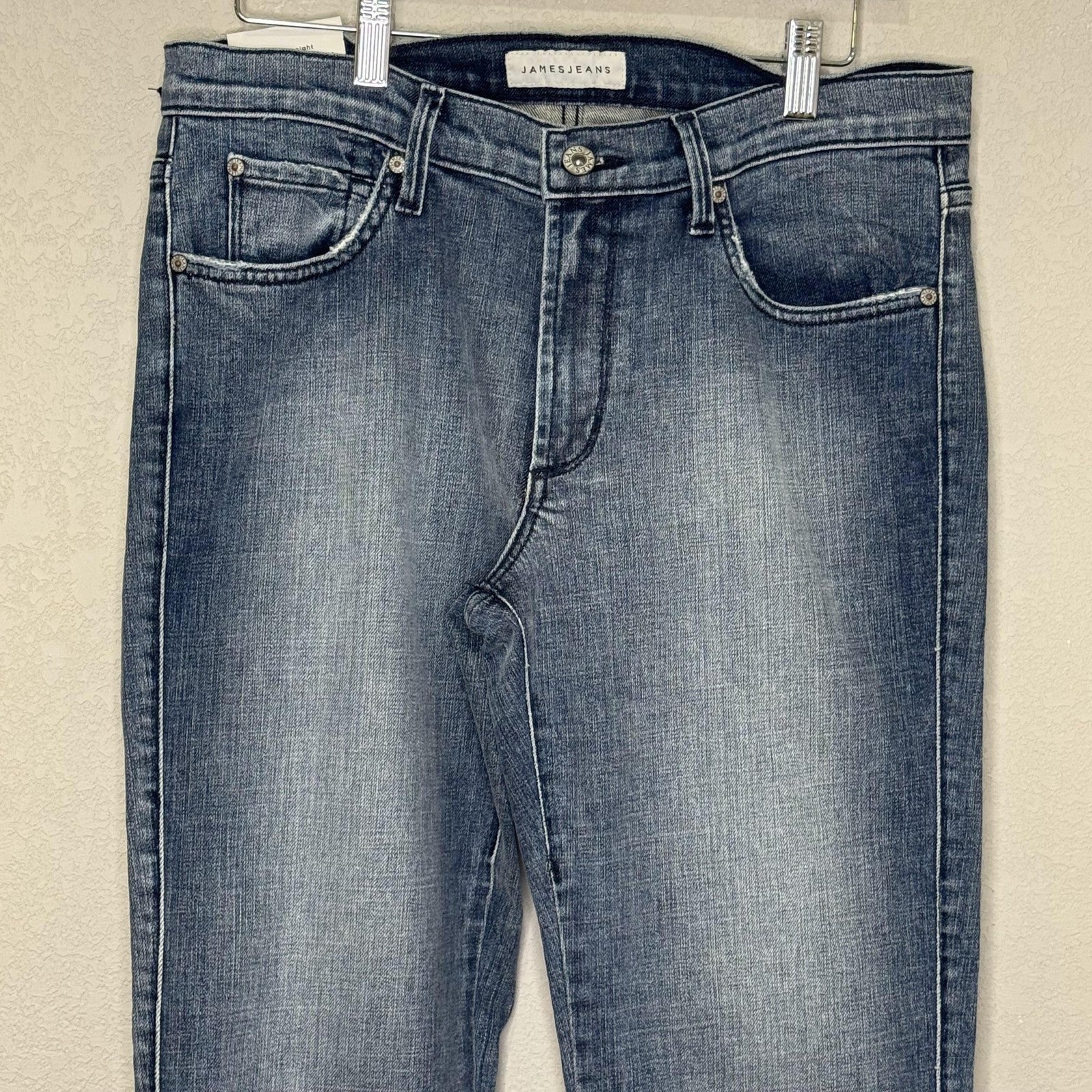 James Jeans Jeans Womens 29 Blue Hi-Lo Straight High Rise Stepped Hem Made USA