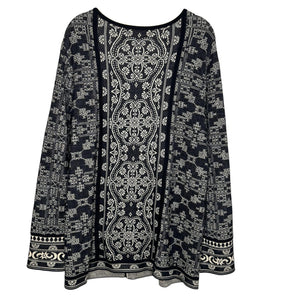 Peruvian Connection Sweater Womens XL Black Cream Pima Cotton Tunic Boho Knit