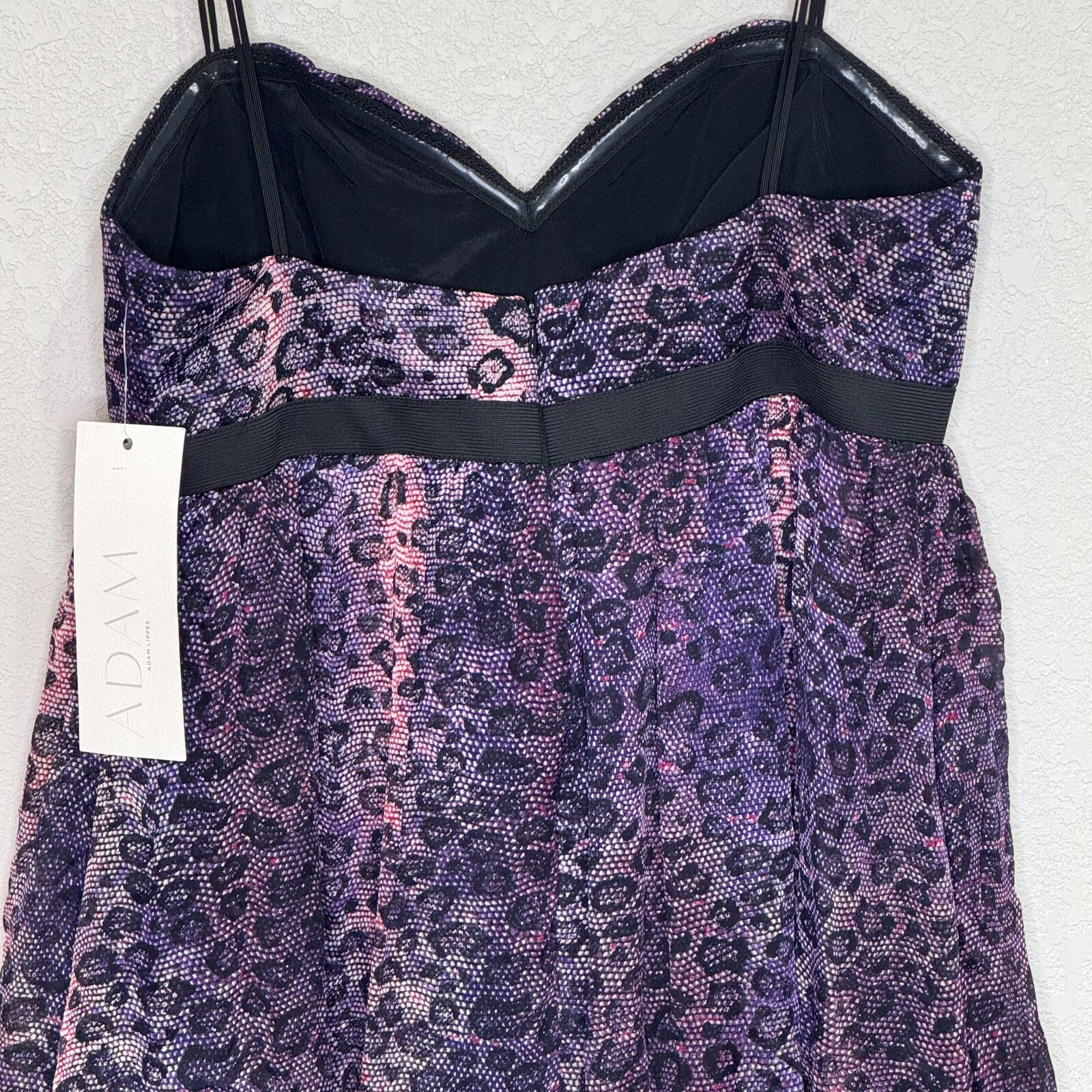 Adam Lippes Dress Size 10 NEW Silk Purple Animal Print Tiered Midi $475