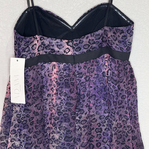 Adam Lippes Dress Size 10 NEW Silk Purple Animal Print Tiered Midi $475