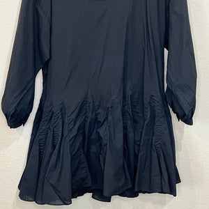 ANINE BING Peyton Cotton Poplin Mini Dress in Black Size Large