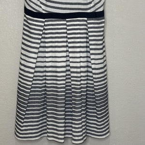Eva Franco Dress Womens 10 Black White Striped Fit Flare Sleeveless Cotton USA