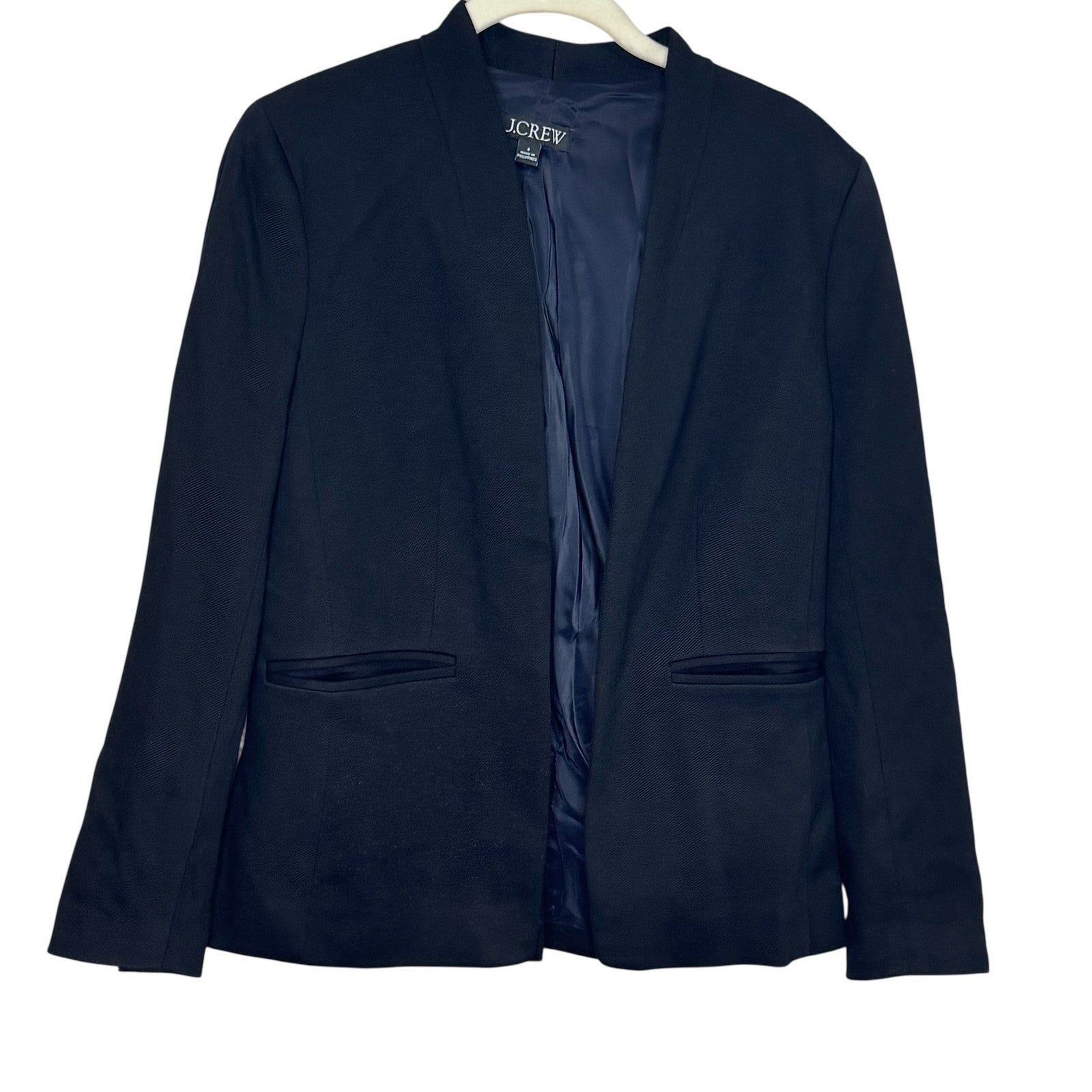 J Crew Going Out Blazer Womens 4 Black Open Front Work Office Suit Jacket