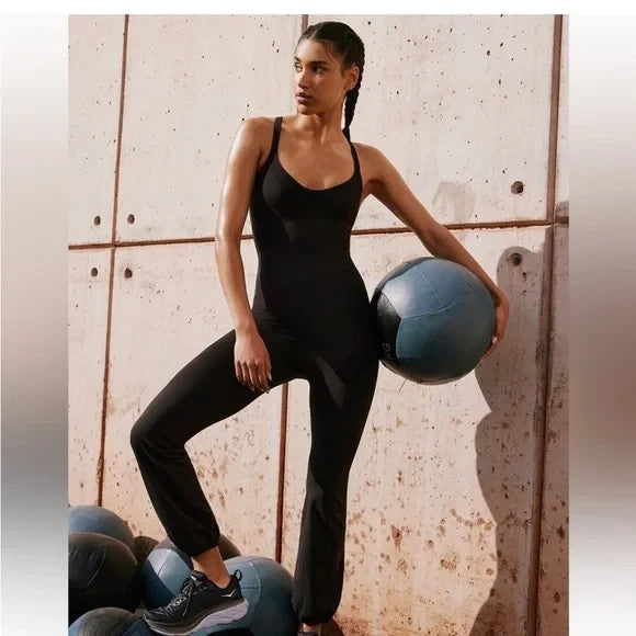 Free People Movement Lets Bounce One-piece Medium Black Racerback Athletic
