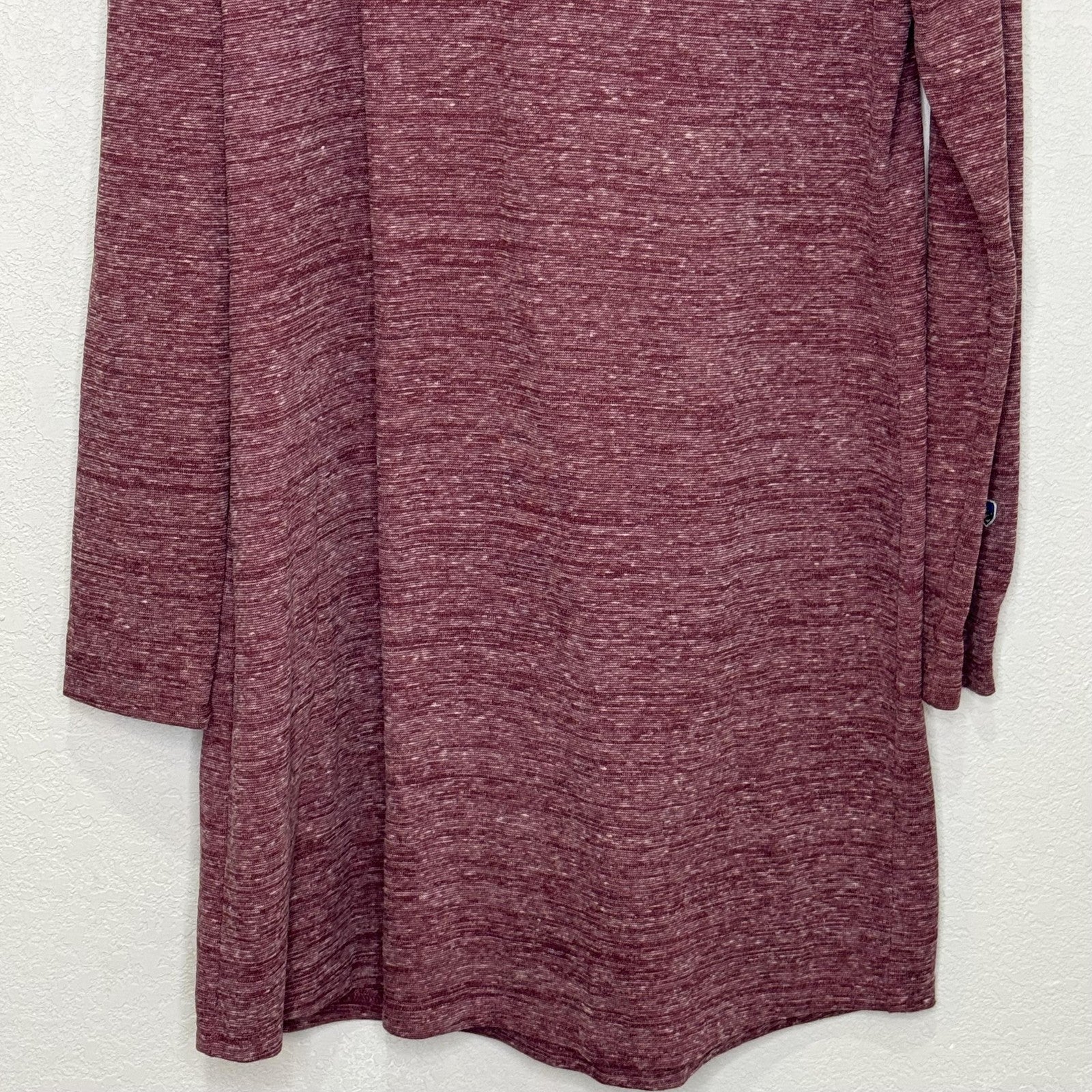 Kuhl Hooded Tunic Dress Womens Large Maroon Heather V Neck Long Sleeve Pullover