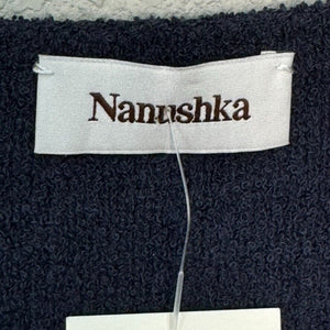 Nanushka Navy Ambru Knitted Square Neck Pullover Sweater Size Medium $375