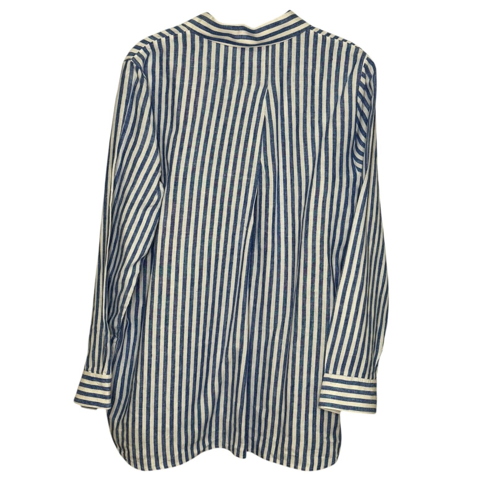 Tommy Bahama Coastalina Cabana Stripe Linen Tunic Size Small Sea Blue