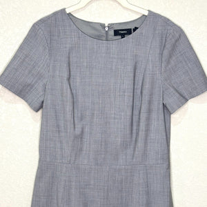 Theory Cassii Dress Size 6 Gray Melange Suiting Short Sleeve Wool Blend Career