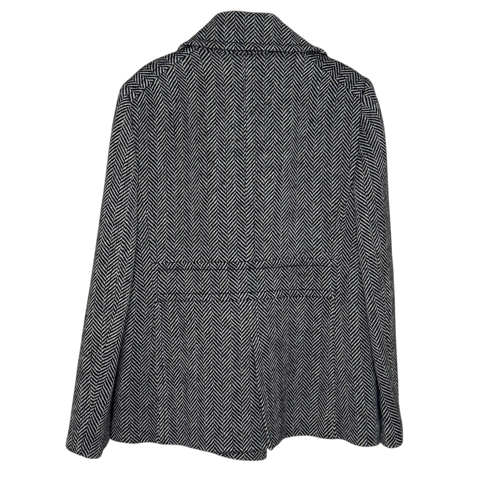 Vintage J.Crew Coat Womens Medium Black White Herringbone Wool Thinsulate 00s