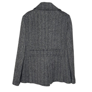 Vintage J.Crew Coat Womens Medium Black White Herringbone Wool Thinsulate 00s
